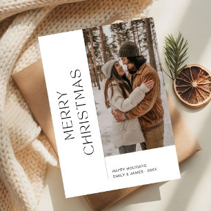 Modern Minimalist Unique Single Photo Christmas Holiday Card