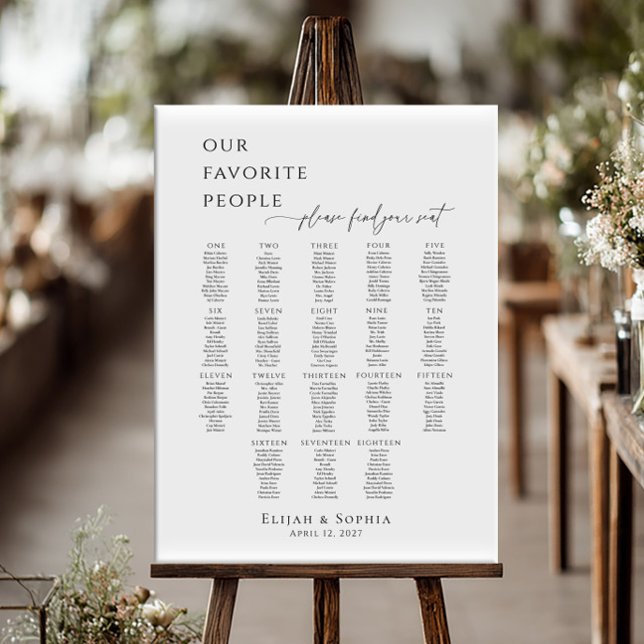 Modern minimalist up to 18 tables seating plan poster (Creator Uploaded)