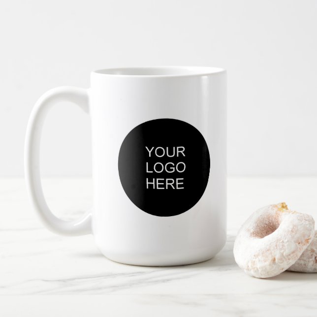 Modern Minimalist Upload Your Business Logo Coffee Mug (With Donut)
