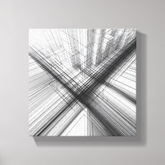 Modern Minimalist Urban Wireframe - Abstract 3D Canvas Print