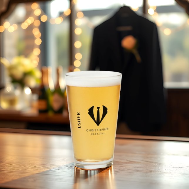 Modern Minimalist Usher Name Wedding Party Gift Glass (Creator Uploaded)