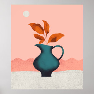 Modern Minimalist Vase with Leaves Art Print