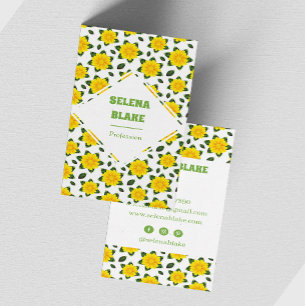 Modern Minimalist Vertical Floral Pattern Business Card