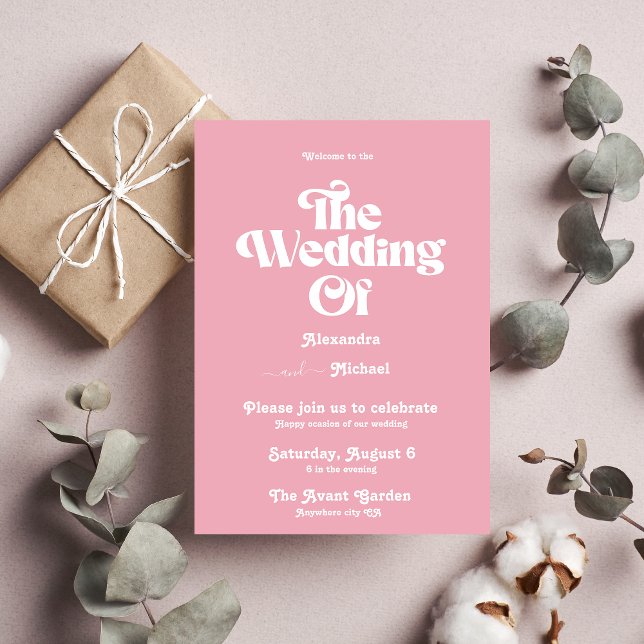 Modern Minimalist Vibrand Orange and Pink Wedding  Invitation (Creator Uploaded)