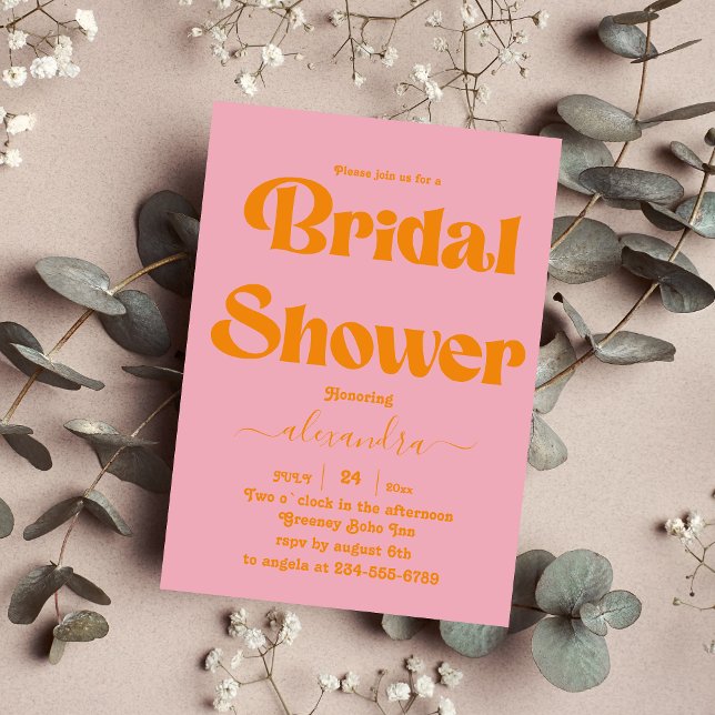 Modern Minimalist Vibrant Orange and Pink Bridal I Invitation (Creator Uploaded)
