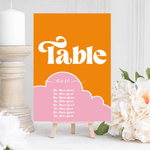 Modern Minimalist Vibrant Orange and Pink Table Invitation