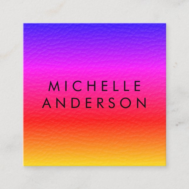 Modern Minimalist Vibrant Texture Square Business Card (Front)