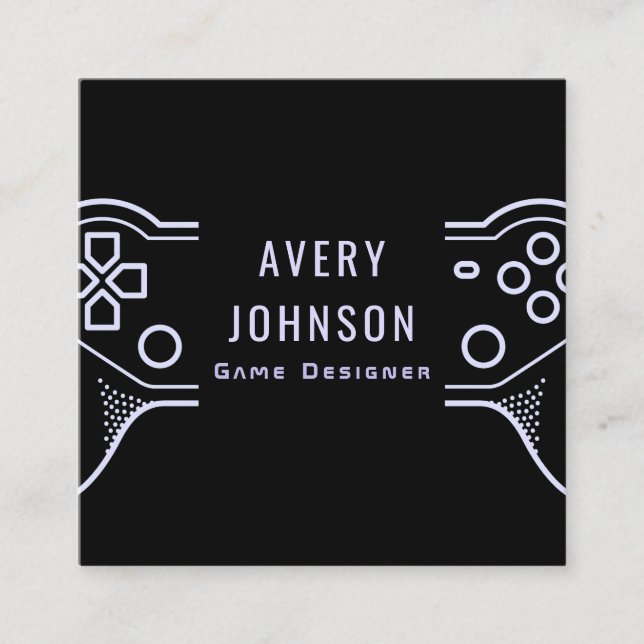 Modern Minimalist Video Game Tester Designer Cool  Square Business Card (Front)