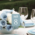 Modern Minimalist Vintage Blue White Wedding Table Number<br><div class="desc">For the modern, elegant and minimalist couple. This is simple yet versatile; all typography is customisable, as well as the vintage blue background. For you to choose the font, font size and even table name if desired. (Please do not use copyrighted names) to match your wedding or special event decor....</div>
