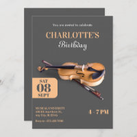 Modern minimalist violin birthday