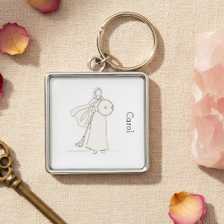 Modern Minimalist Warrior Mum Line Art Key Ring