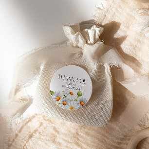 Modern Minimalist Watercolol Daisy Bridal Shower  Classic Round Sticker