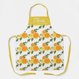 Modern Minimalist Watercolor Orange Lemon Pattern Apron