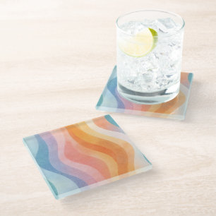 Modern Minimalist Wave Glass Coaster • Neutral