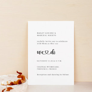Modern Minimalist We Do Love Heart Wedding  Invitation