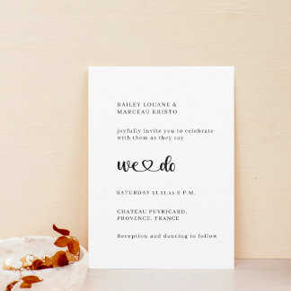 Modern Minimalist We Do Love Heart Wedding  Invitation