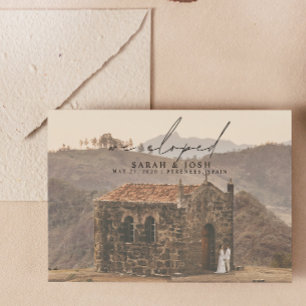 Modern Minimalist We Eloped Script Photo Wedding Announcement