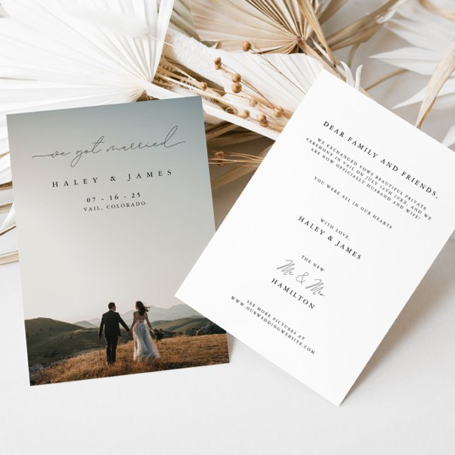 Modern Minimalist We Got Married Photo Wedding Announcement (Creator Uploaded)