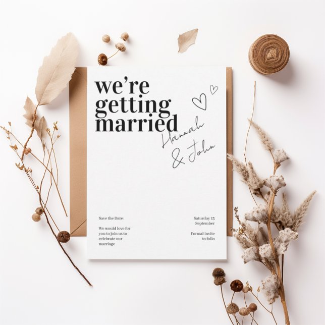 Modern Minimalist “We’re Getting Married” Invitation (Creator Uploaded)
