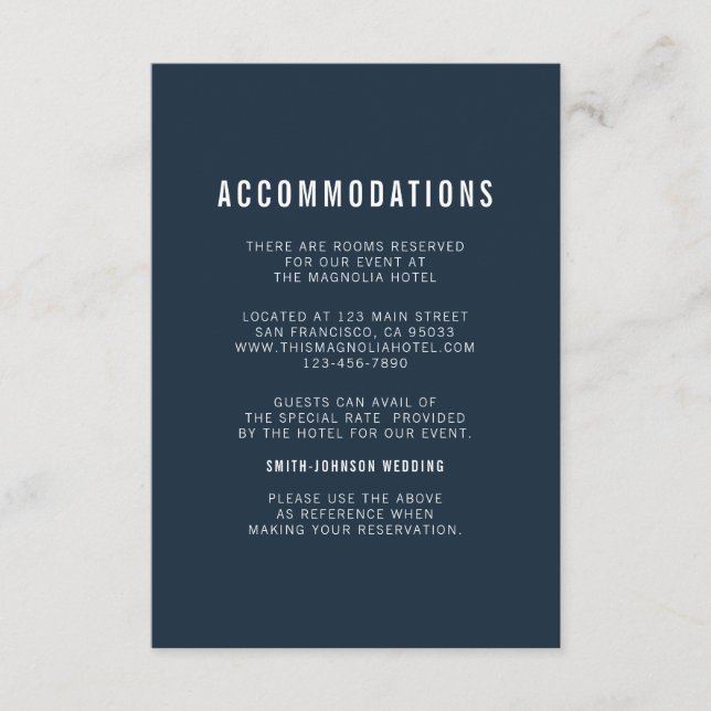 Modern + Minimalist Wedding Accommodation Enclosure Card (Front)