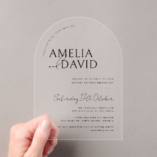 Modern Minimalist Wedding  Acrylic Invitations