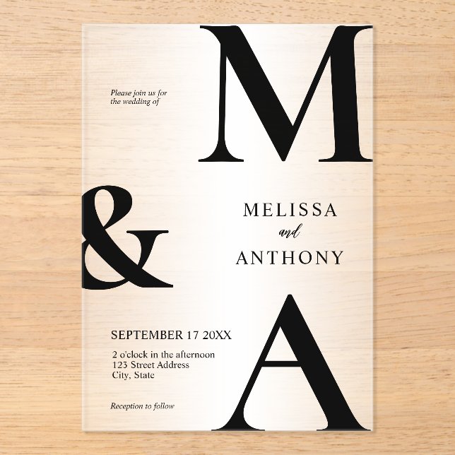 Modern Minimalist Wedding Acrylic Invitations (Front)