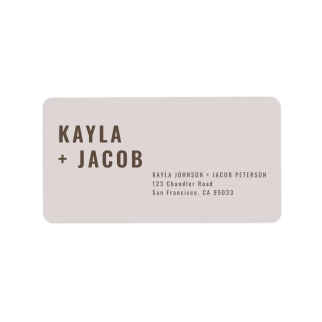 Modern + Minimalist Wedding Address Label (Front)