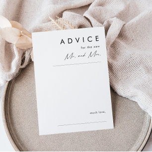 Modern Minimalist Wedding Advice Card