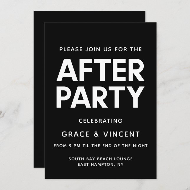 Modern minimalist wedding after party invitation (Front/Back)