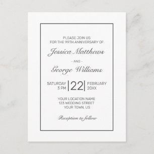 Modern Minimalist Wedding Anniversary Invitation Postcard