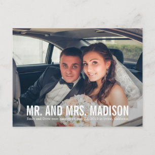 Modern Minimalist Wedding Announcement - White Postcard