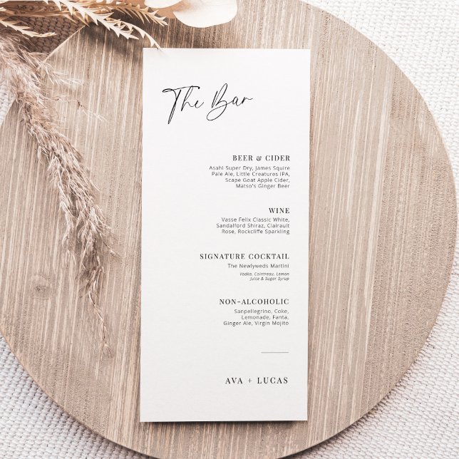 Modern Minimalist Wedding Bar Drinks Menu List (Creator Uploaded)
