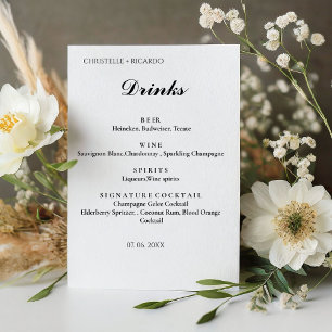 Modern Minimalist wedding bar menu,drink wedding  Pedestal Sign