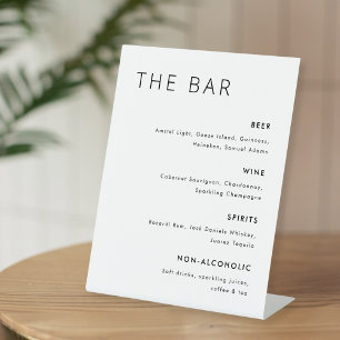 Modern Minimalist Wedding Bar Menu Pedestal Sign