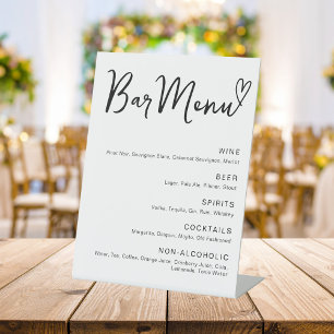 Modern Minimalist Wedding Bar Menu Pedestal Sign