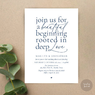 Modern Minimalist Wedding Beautiful Love Dinner Invitation