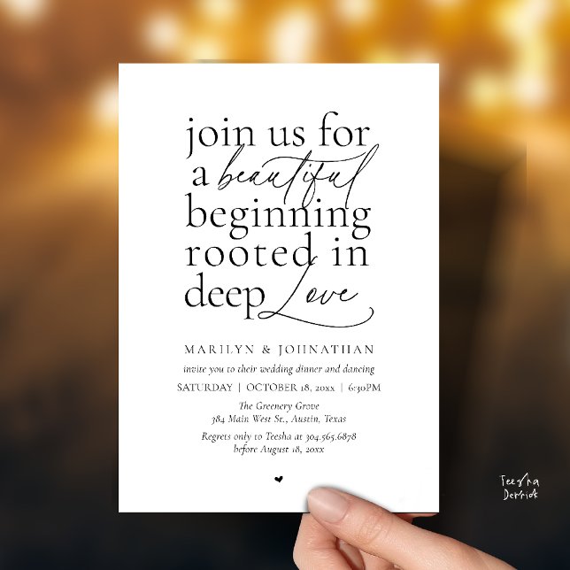 Modern Minimalist Wedding Beautiful Love Dinner Invitation (Modern Minimalist Wedding Beautiful Love Dinner Invitation Card in Black and White)