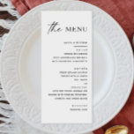 Modern Minimalist Wedding | Black and White Clean Menu<br><div class="desc">Set a sleek tone for your reception with this minimalist black and white wedding menu. Featuring a clean, modern layout and elegant type, this design suits classic, monochrome, or black-tie weddings. Customise with your meal selections and pair it with coordinating table decor for a polished look. Perfect for formal, modern,...</div>