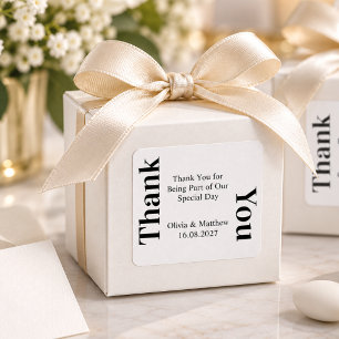 Modern Minimalist Wedding Black White Typography Square Sticker