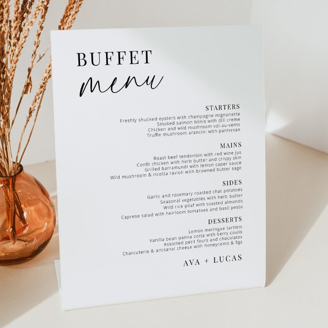Modern Minimalist Wedding Buffet Menu Pedestal Sign (Creator Uploaded)