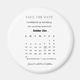 Modern Minimalist Wedding Calendar save the date Magnet