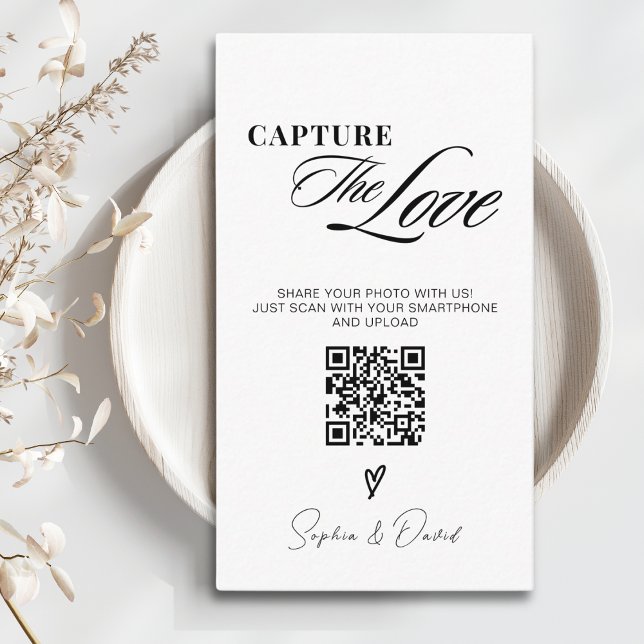 Modern Minimalist Wedding Capture The Love QR Code Enclosure Card (Creator Uploaded)
