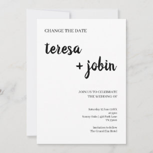 Modern Minimalist Wedding Change Design Announcement