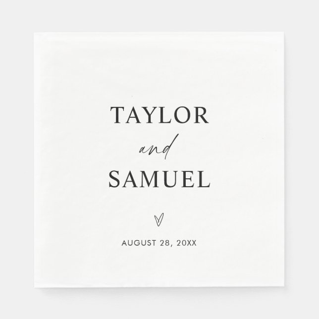 Modern Minimalist Wedding Cocktail Paper Napkin (Front)