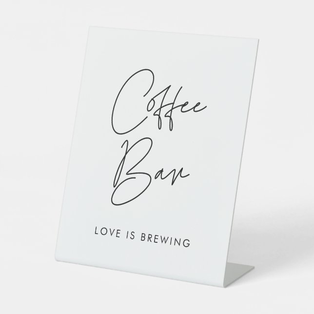 Modern Minimalist Wedding Coffee Bar Pedestal Sign (Front)