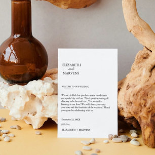 Modern Minimalist wedding day Events Timeline card