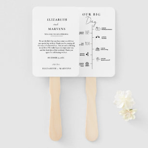 Modern Minimalist wedding day Events Timeline Hand Fan