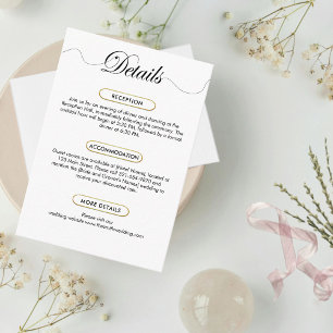 Modern Minimalist Wedding Details Elegant Script Enclosure Card