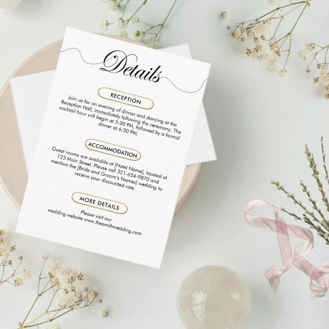 Modern Minimalist Wedding Details Elegant Script Enclosure Card (Creator Uploaded)