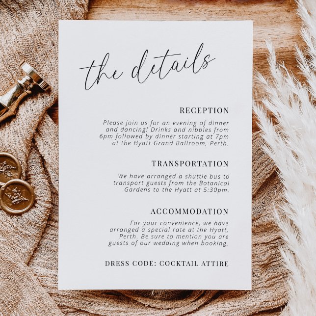 Modern Minimalist Wedding Details Enclosure Card (Creator Uploaded)